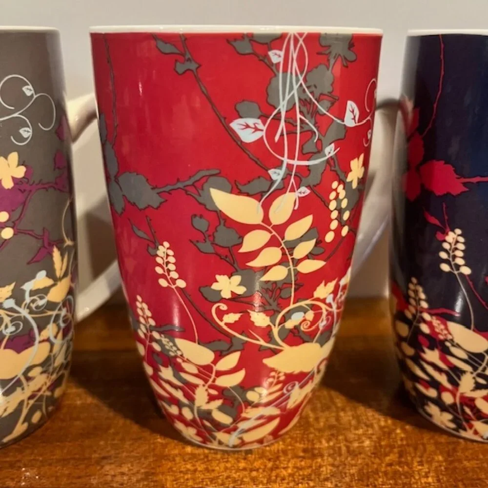 Set of (3) Maxwell & Williams Enchanted Garden Flower Mugs Tall 12oz - Picture 3 of 7